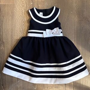 BONNIE JEAN Baby Girl Navy and White Sleeveless Dress